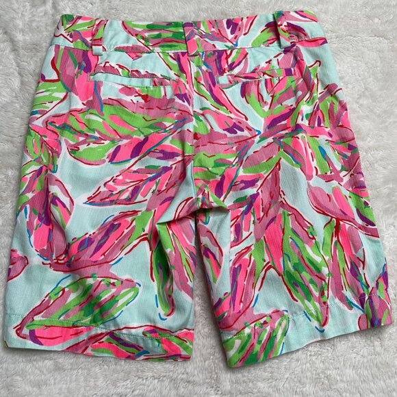 Lilly Pulitzer Women's Pink Blue 100% Cotton The Chipper Floral Short Size 2 - Picture 3 of 8